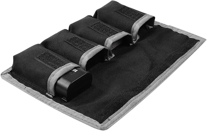 Meking DSLR Battery Case Holder Storage Bag (4 Pocket) for AA/AAA Battery and LP-E6 LP-E8 LP-E10 LP-E12, EN-EL14 EN-EL15, NP-FW50 NP-F550 NP-FM500H (Gray)