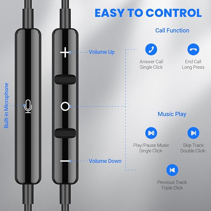 USB C Headphones for Samsung S25 Ultra S24 S23 Fe S22+, Type C Earphones with Microphone HiFi Stereo Volume Control Magnetic in Ear Wired Earbud for iPhone 17 Air 16 15 Pro Max Plus/Galaxy S26 Flip 7