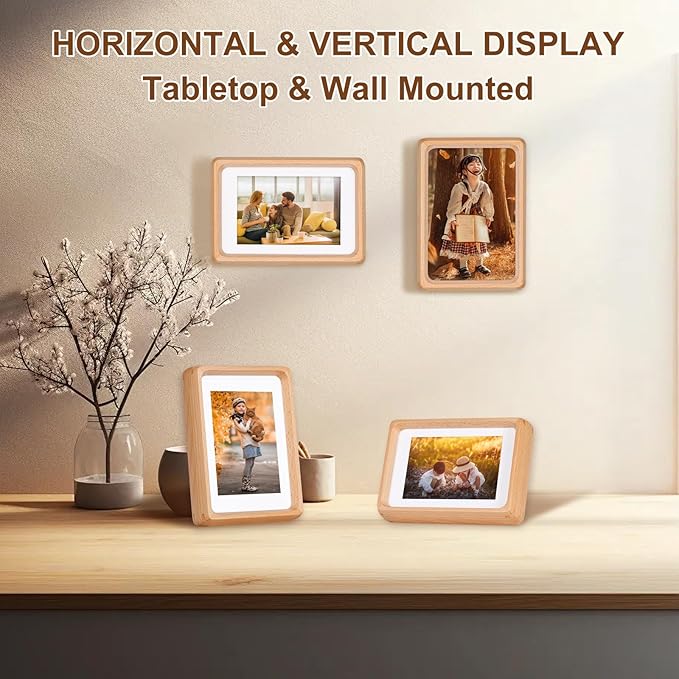 Kattepote Wooden Small Photo Frame 4x6 inch, Small Picture Frames Display 3x5 Inch with Mat or 6x4 without Mat, with High Clear Acrylic, for Landscape or Portrait Orientation, Wall-Mount & Tabletop
