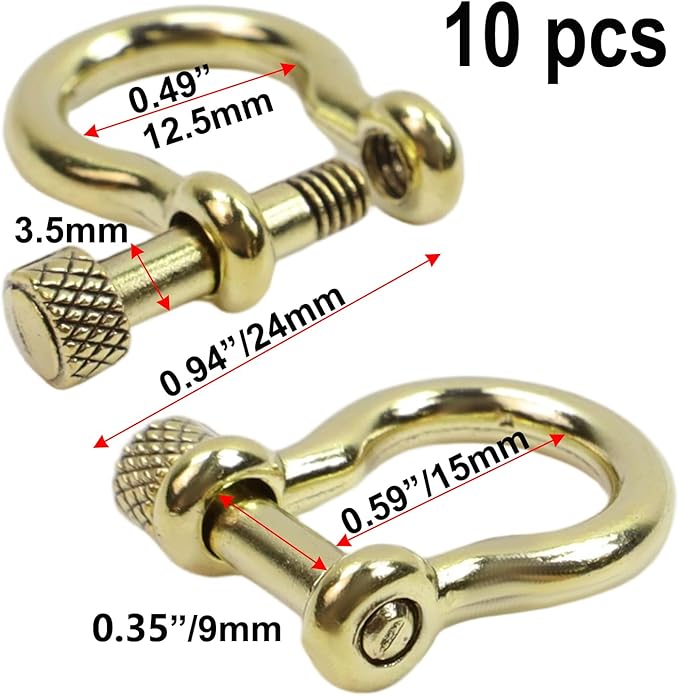 Semetall Screw Pin Anchor Shackle,10 PCS D Ring Shackle for Rigging, Lifting, Tow Strap, and Steel Wire Rope(15mm or 3/8")