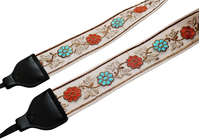 UNIKSTRAP Original Design Adjustable Camera Strap Rococo Style Embroidery Floral Organza, 2 Inch (5cm) Width, Fit for Canon Nikon Sony Interchangeable Lens Digital Camera/DSLR