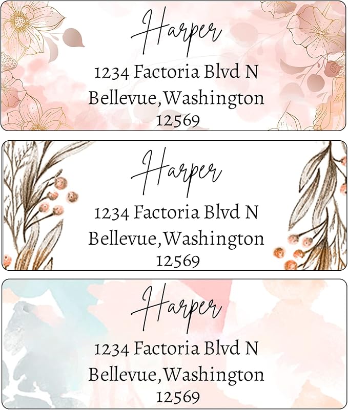 LINMAGCO Personalized Return Address Labels Gold 500 Pcs Mail Labels for Envelopes Weddings Self Adhesive Rectangle Elegant Name Stickers……