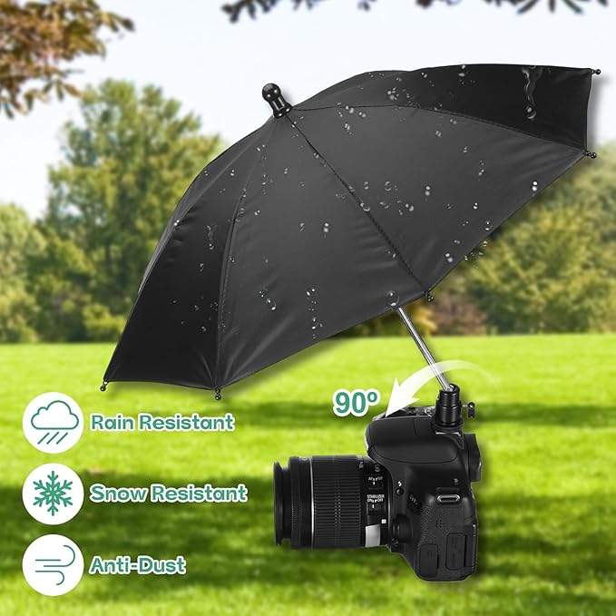 PATIKIL Camera Umbrella, 2 Pack 20 Inch Sunshade Camera Hot Shoe Umbrella Protector Waterproof Rain Cover Protector for Nikon, Silver
