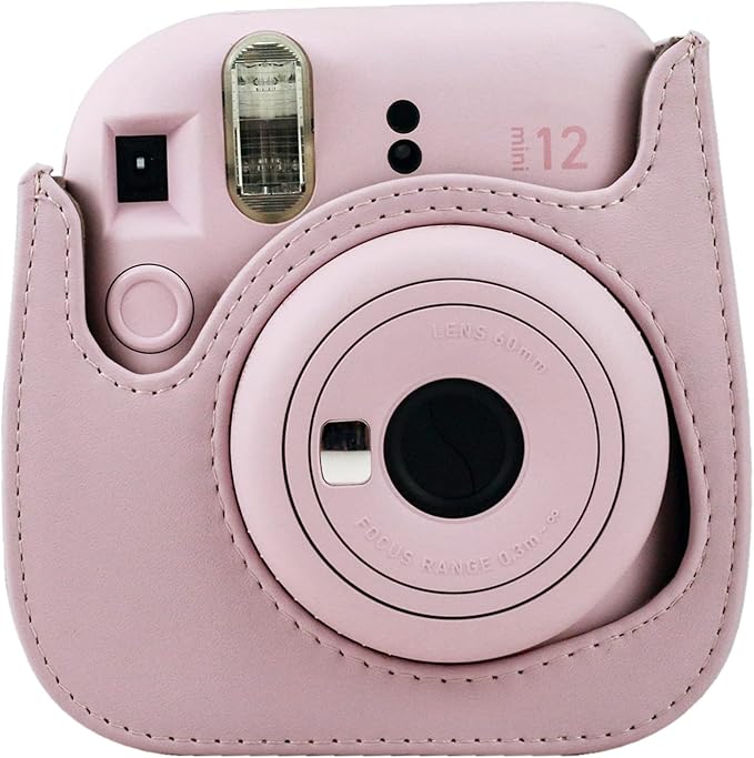 Frankmate Protective Case Compatible with Fujifilm Instax Mini 12 11 9 8 Instant Film Camera with Pocket and Adjustable Strap (Pink)