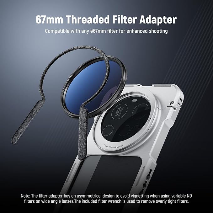 NEEWER 15 Ultra Cage, Quick Release Video Rig Case Phone Stabilizer Holder Compatible with Xiaomi 15 Ultra with 67mm Filter Adapter & 17mm Lens Backplate for Video Recording Filming, PA091 Silver