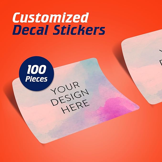 100 Custom Vinyl Stickers - Upload Your own Image, Text, Design, Logo - Personalized Logo Labels for Handmade, Packaging, Bottle, Jars, Candle, Brand Stickers (Rose, 5x3)