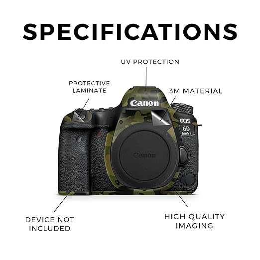 Camera Skin Compatible with Canon EOS 6D Mark II Camera (2017) - Green Camouflage - Premium 3M Vinyl Protective Wrap Decal Cover - Easy to Apply | Crafted in The USA by MightySkins