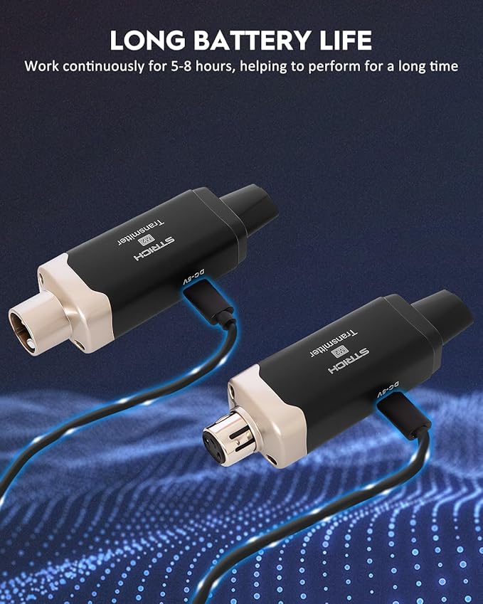 STRICH M2 UHF Wireless Microphone System XLR Mic Adapter 16 Channels, Transmitter and Receiver for Dynamic Microphone, Supports 9-24V Phantom Power Supply, Compatible with Audio Mixer PA Speaker
