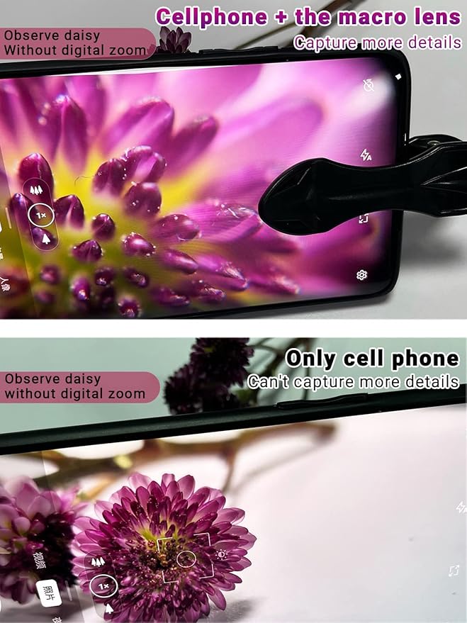 APEXEL 12X / 24X Macro Lens, Macro Lens for iPhone with Universal Clip, HD Phone Attachment for Phone Camera, iPhone Photograph Accessories Fits for All Cellphone and Pads Mini Microscope