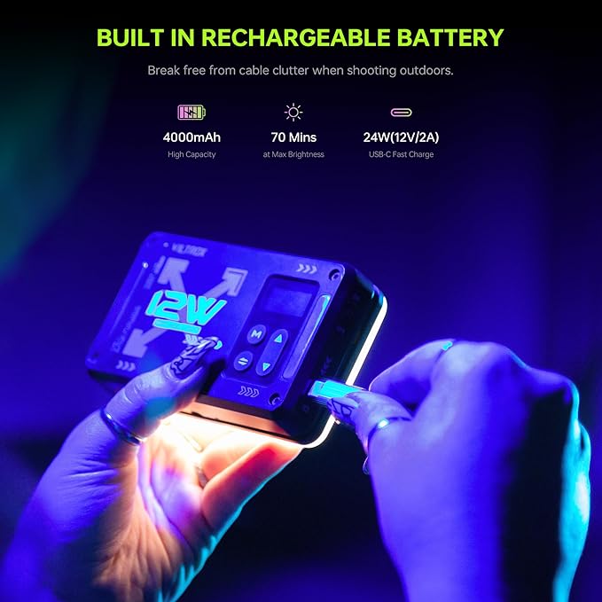 VILTROX Magnetic RGB Video Light 360° Full Color Portable LED Camera Light Panel with APP Control/Cold Shoe Mounts/CRI 97+/2500K-8500K/4000mAh/26 Light Scenes for Photography,Vlogging,Selfie Lighting
