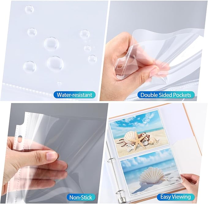 Feifeiya Feifeiya 150 Pack 5 x 7 Photo Sleeves for 3 Ring Binder(for 600 Pictures) archival Photo Page Protectors Holds Clear Plastic Refill Pages Plastic Album Refill Pages