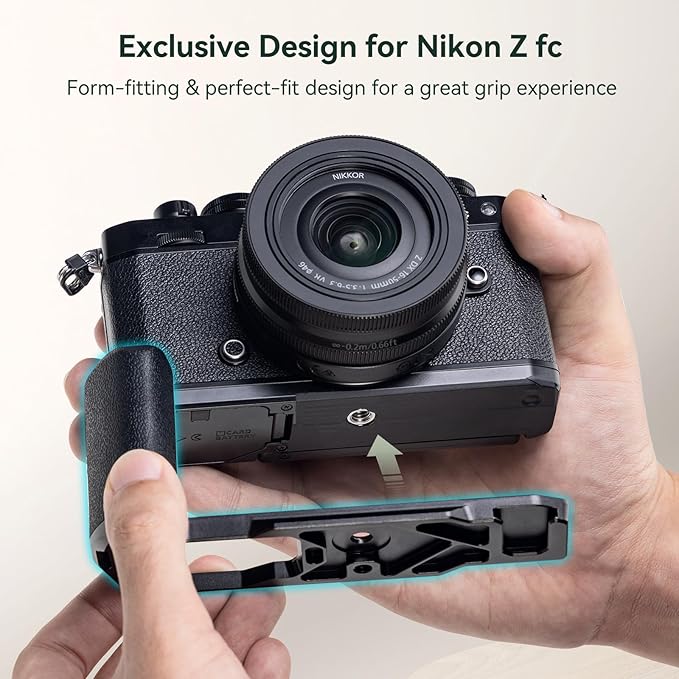 SmallRig Z fc Handgrip L-Shape Grip Holder for Nikon Z fc Camera, Retro-Style Side Handle with 1/4"-20 Threaded Hole, Cold Shoe, Quick Release Plate for Arca, Lightweight and Comfort (Black) - 4263