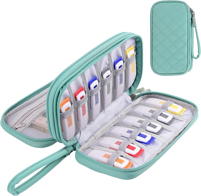 COOTHINE USB Flash Drive Case, Portable USB Holder Storage Bag for Samsung/Sandisk USB Memory Stick/Thumb Drive/Jump Drive/SD Card/Cable, with 18 Slots (Green)