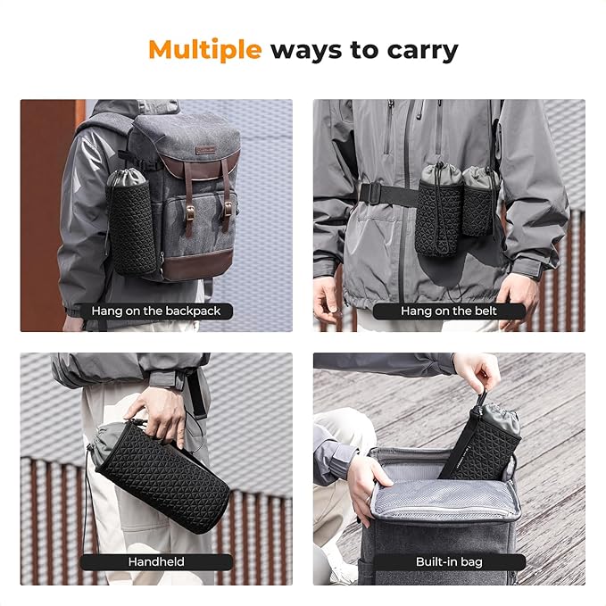 K&F CONCEPT 4 Pack Camera Lens Pouch Set, Drawstring Lens Protective Bag, Camera Lens Case for DSLR SLR Lens