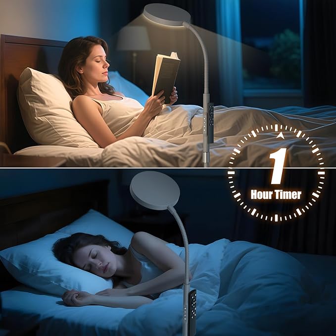 Floor Lamp, Adjustable Height Floor Lamps for Living Room Bedroom, 120 LED Super Bright Standing Lamp Remote Control Dimmable Gooseneck Tall Stand Reading Lamp for Office Craft, Matte Gray