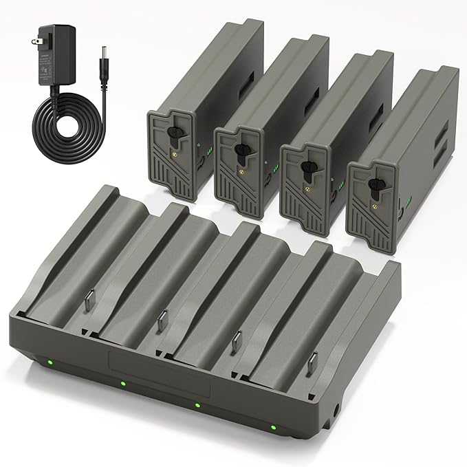 4PCS New Reveal Battery Pack with 4 Port Charger for Reveal Hunting Camera Ultra, X Gen 3.0, 2.0, Pro 3.0, Pro, SK, XB, X (Charger with 4PCS Batteries)