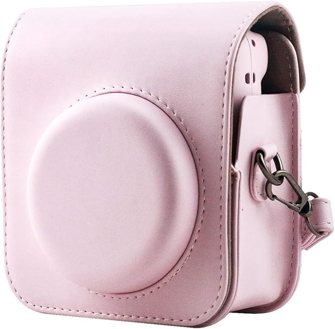 Frankmate Protective Case Compatible with Fujifilm Instax Mini 12 Instant Film Camera with Accessory Pocket and Adjustable Strap (Pink)