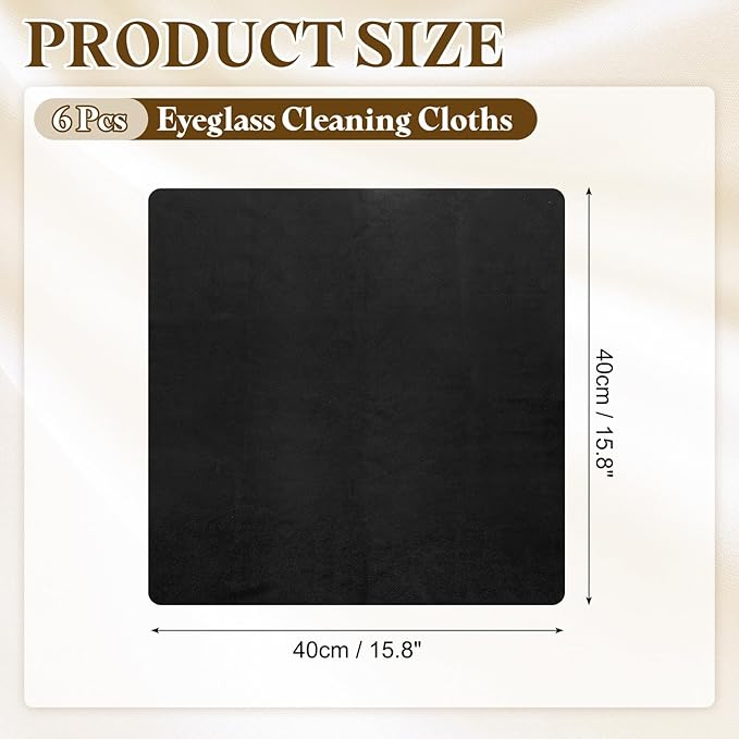 PATIKIL 6Pcs Soft Eyeglass Cloths, 15.8 x 15.8 Electronics Microfiber Cleaning Cloths Eyeglass Cleaning Fabric for Lens Wipes Glasses Cleaner Jewelry LCD Screens Cameras, Black