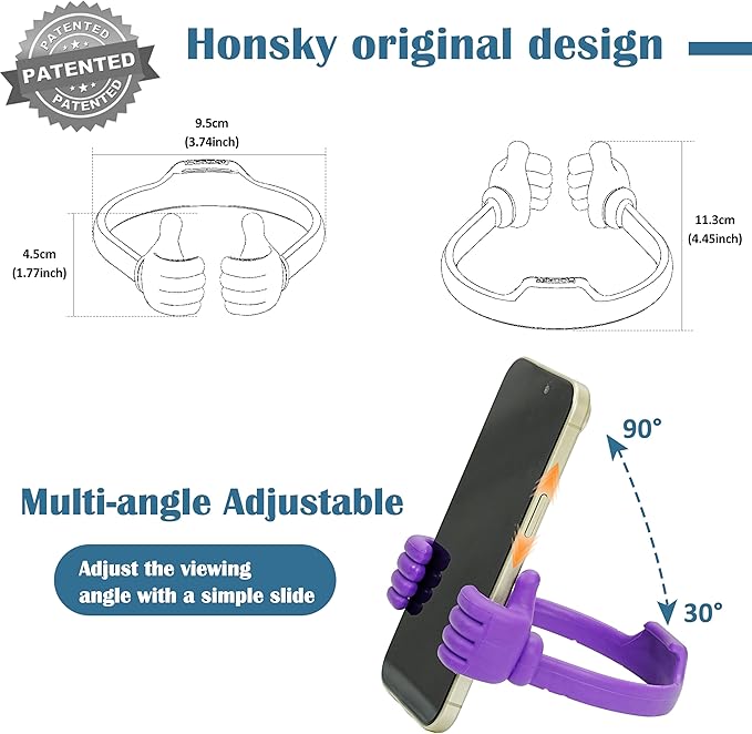 Honsky Cell Phone Stand Holder, Thumbs Up Lazy Phone Stand, Universal Adjustable Flexible, Cute Perfect Valentine's Day Gifts for Him/Her,Gifts for Couples, Compatible with Cell Phones,Deep Red