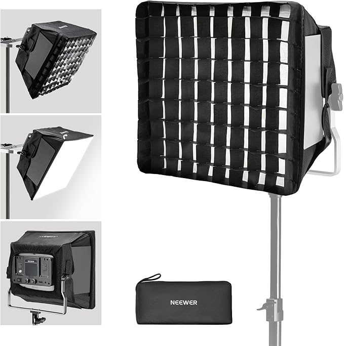 NEEWER Upgraded Softbox Diffuser for NL660 RGB660 PRO II LED Video Light Panel, 12.6"x11.6" Foldable with Grid/Bag/Blackout Hood, No Need to Remove barndoors Quick Set Up for Soft Light, NS4S