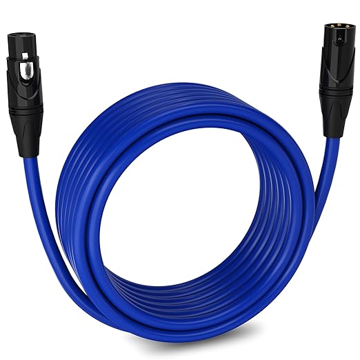 LyxPro 25 Feet XLR Microphone Cable Balanced Male to Female 3 Pin Mic Cord for Powered Speakers Audio Interface Professional Pro Audio Performance and Recording Devices - Blue