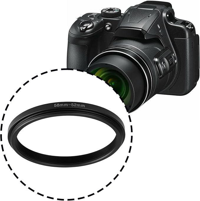 2pcs 58mm to 52mm Camera Lens Step-Down Ring Adapter Aluminum Alloy for Filter Sdapters Cameras SLRs