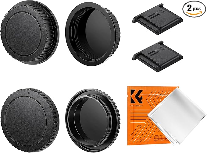 K&F Concept EF Mount Rear Lens Cap, Body Cap Cover, Hot Shoe Cover Kit, EF Lens Cap, EF Mount Back Cap, EF Cap for Canon T7 T6 T5 T8i T7i 5D IV/III/II 6D II/I 90D 80D