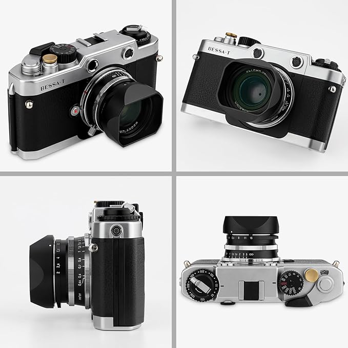 Haoge Square Metal Lens Bayonet Hood for Voigtlander 35mm F2 35mm F1.5 28mm F2.0 Type I & II Ultron Aspherical Vintage Line Leica VM Mount Lens LH-VM13P-NB Replace LH-12 LH-4N