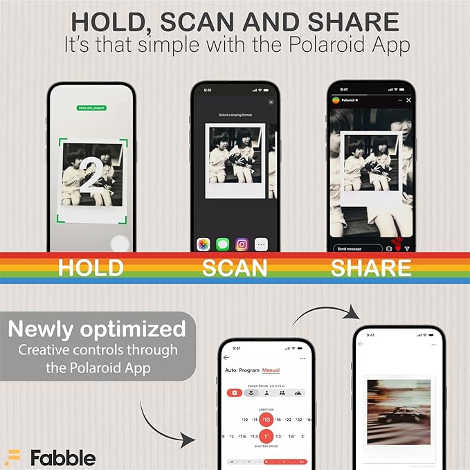 Polaroid Flip Instant Camera White Bundle with Color i-Type Film (8 Photos), Hard Protective Case, 6ft USB Type-C Cable, and Grey Microfiber Cleaning Cloth