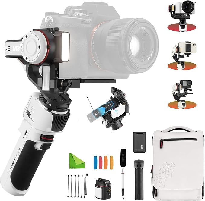 Zhiyun Crane M3 Pro Version 3-Axis Handheld Gimbal Stabilizer for Mirrorless Cameras, Compatible with Sony A6600, A6100, A6000, RX100 M7, GX85, for Gopro Hero10/9/8 5/6/7,iPhone 13 12 XS-Pro Max