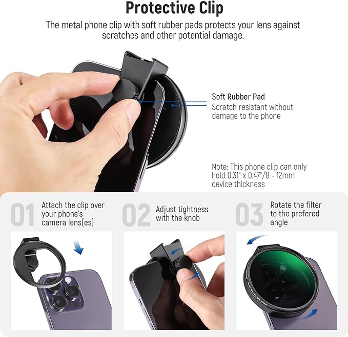 NEEWER 67mm CPL Filter for Phone, Circular Polarizing Camera Lens Filter with Cold Shoe Clip Compatible with iPhone 17 16 16e 15 Pro Max Plus 14 13 Android Samsung Galaxy S25 Ultra, FL-27