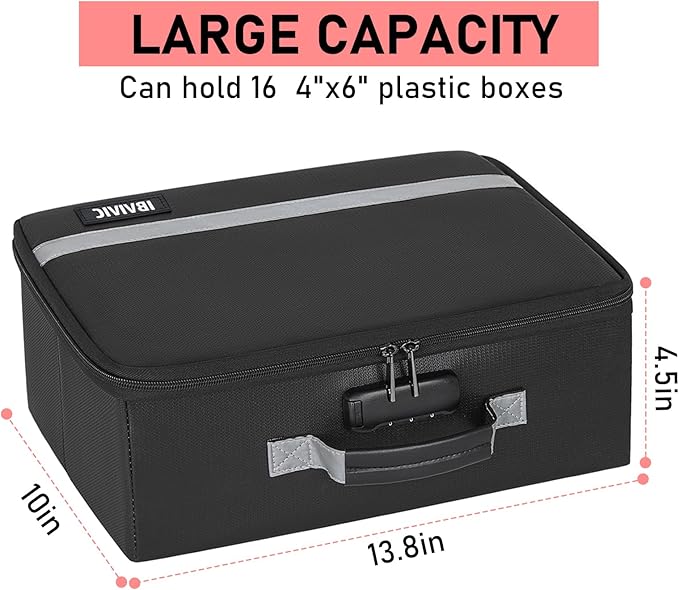 IBVIVIC Fire-resistant Photo Storage Box, Photo Organizer with Lock, Portable Photo Storage Containers Suitable for Storing 16pcs 4" x 6" Photo Cases (Box Only)