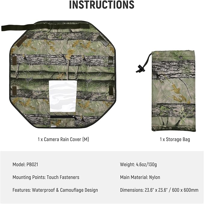 NEEWER Camera Rain Cover, M Medium Size Waterproof Raincoat Cover Sleeve for Canon Sony Nikon Fujifilm DSLR Camera & Lenses up to 200mm, Dual Sided Camouflage Green Camo Nylon, PB021