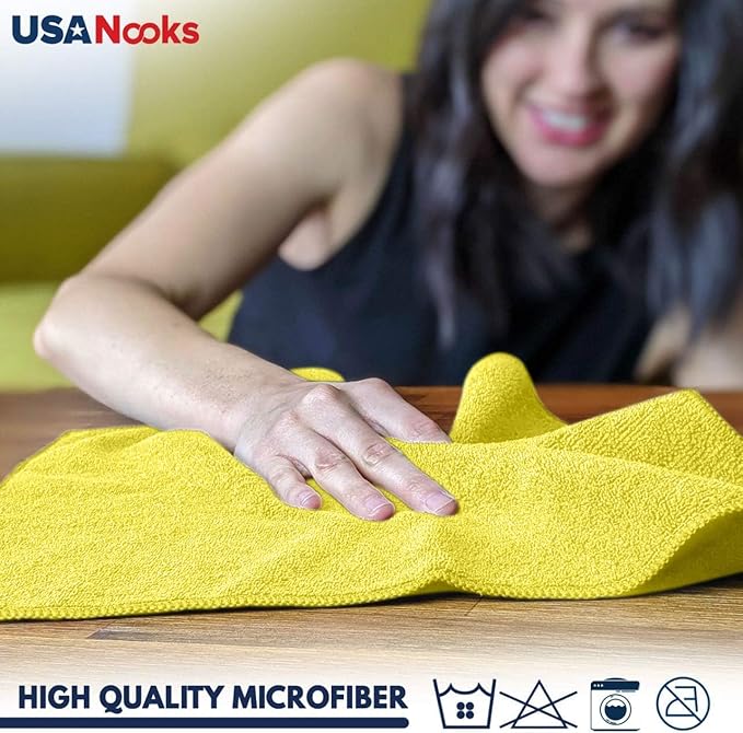 USANOOKS Premium 300GSM Microfiber Cleaning Cloth - 12.5"x12.5" High Performance - 1200 Washes, Ultra Absorbent Microfiber Towels for Cars Undercarriage, Rims & Engine Bay Cleaning - Microfiber Cloth