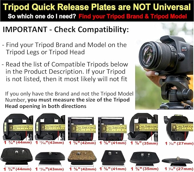 DaVoice 43mm Tripod Quick Release Plate Camera Mounting Adapter Parts Replacement for Torjim 60-Inch AX60, Endurax 66" ETR66, UBeesize 60” TR60, Zomei Q111, KingJoy, Victiv, Mactrem PT55 Tripod Mount