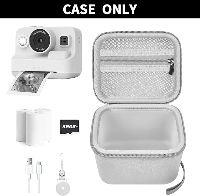 ANKHOH Case for Dylanto/for DUDUDRAGON/for Yehtta/for Gofunly/for LETSHAH Kids Camera Instant Print, 1080P Kid Cameras Storage Organizer Gifts Bag for Printing Paper and Toy Accessories,White-Only Box