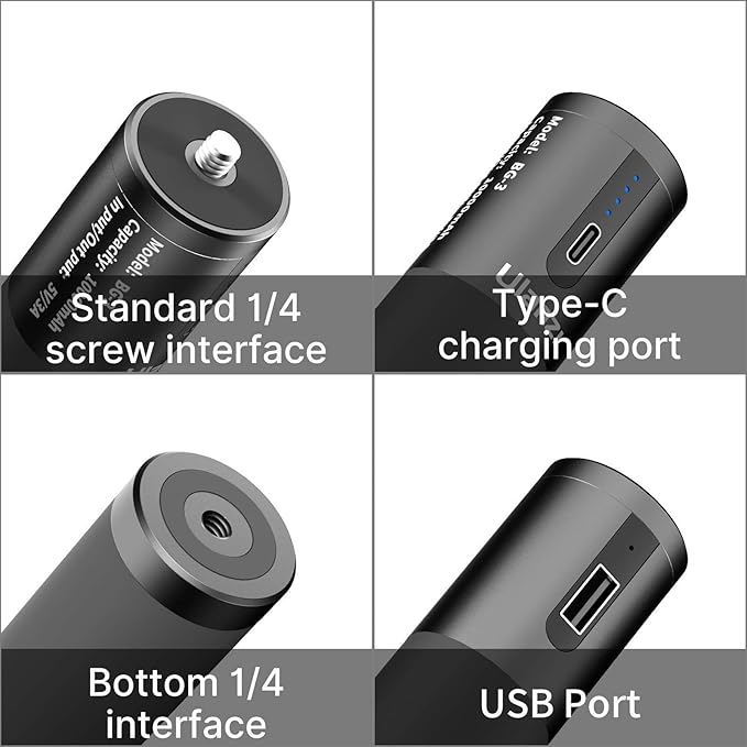 ULANZI Battery Handle Grip, BG-3 10000mAh Grip Portable Charger Tripod Monopod - 12+ Age Recommendation - for DSLR Action Camera Smartphone Vlogging Time-Lapse Shooting Live Streaming Filmmaking