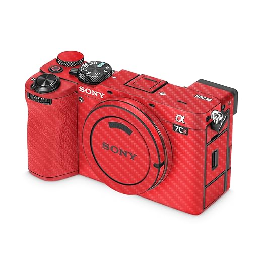 Carbon Fiber Camera Skin Compatible with Sony Alpha 7CR Camera (2023) - Solid Red - Premium 3M Vinyl Protective Wrap Decal Cover - Easy to Apply | Crafted in The USA by MightySkins