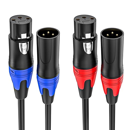 XLR Cable 10 ft 4pack, Male to Female Cable, Professional Balanced Microphone Lead XLR Male to Female Cables, Extension Mic Cable Cord