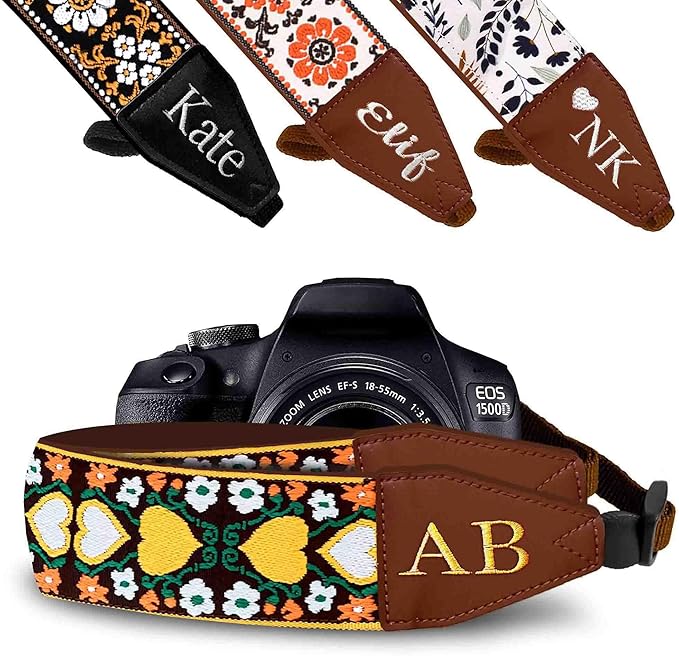 Art Tribute Camera Strap for All DSLR and Mirrorless Cameras. Add Your Name Or Initials Make It a Personalized Gift