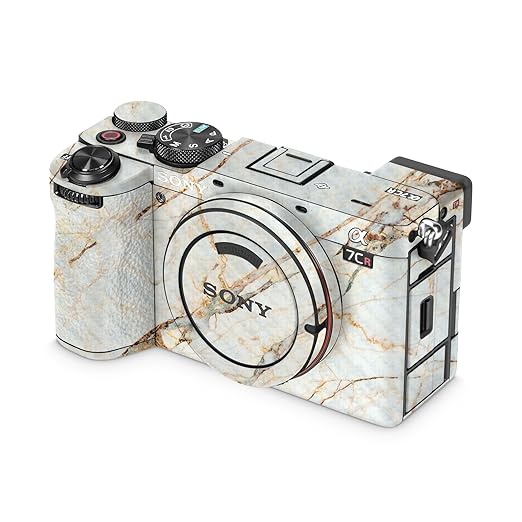 Carbon Fiber Camera Skin Compatible with Sony Alpha 7CR Camera (2023) - Antique Marble - Premium 3M Vinyl Protective Wrap Decal Cover - Easy to Apply | Crafted in The USA by MightySkins