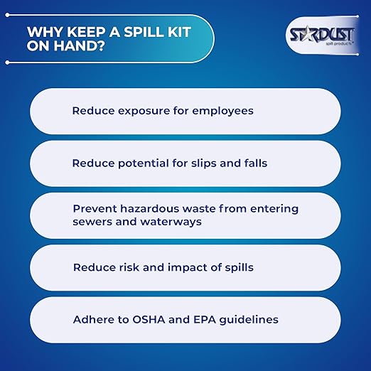 Stardust Spill Products D715 Quick Response II Spill Kit Includes Yellow Duffle, 15 Universal Sorbent Pads, 2 Universal Sorbent Socks 3"x4', 4 Disposal Bags, Nitrile Gloves