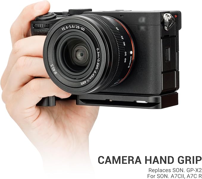 JJC GP-X2 Metal Hand Grip Extension Bracket for Sony A7CII A7C II A7CR A7C R Camera, for Airtag Holder, Anti-Slip Pad, with Arca Swiss Quick Release Plate, 1/4"-20 Tripod Hole & Hand Strap Hole