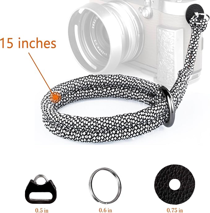 Qiang Ni Camera Wrist Strap - Paracord Quick Release Camera Hand Strap Wrist Lanyard for DSLR or Mirrorless Camera - White