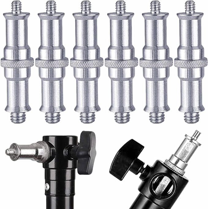 4 PCS Standard 1/4 to 3/8 inch Metal Convertor Threaded Screw Tripod Adapter Spigot Stud for Flash Holder, Studio Light Stand, Ball Head (Copper)