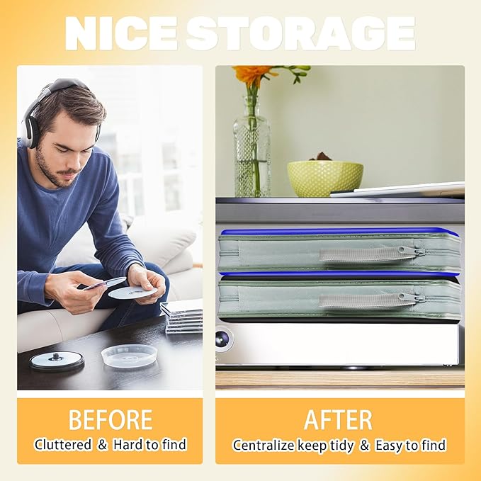 YILAG CD Case DVD Storage 4 Pack,100 Capacity DVD Cases Holder CD Storage Case Holders Plastic CD DVD Disc Case Storage Wallet Binder for Car Home Office Travel(4Colours)