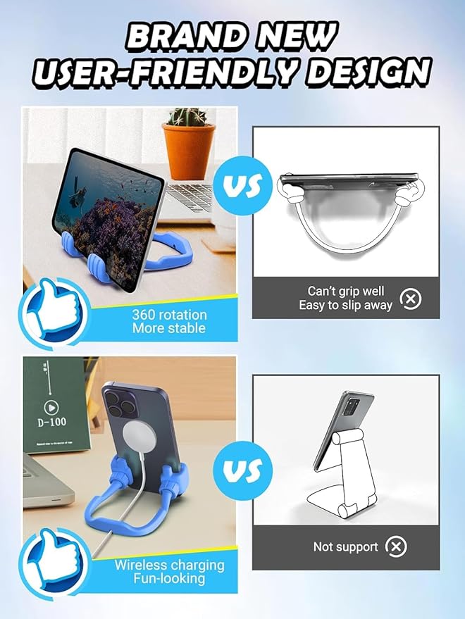 Easter Basket Stuffers Gifts for Teen Boys Men Adults Cell Phone Stand: UPGRADE Easter Gifts for Kids Son Adjustable Lazy Thumbs Up Phone Holder for Desk Cool Gadgets Fun Gifts ideas for Him Husband