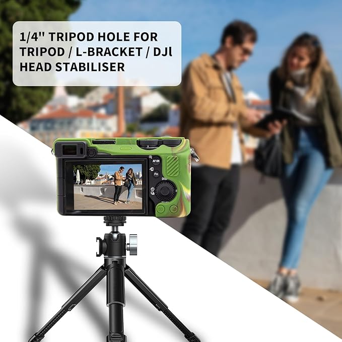 Easy Hood Camera Case for Sony Alpha 6700, Soft Silicone Protective Cover a6700 DSLR Camera Anti-Scratch Slim Fit Body Skin Protector Housing Sleeve for Sony A6700 Mirrorless Camera Camo
