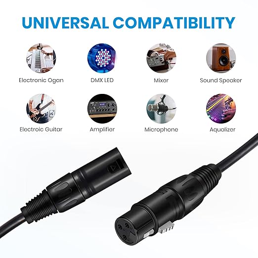 Moukey XLR Cables 50ft Microphone Cable, XLR Male to XLR Female Mic Speaker Cable, Black, 3 Pack