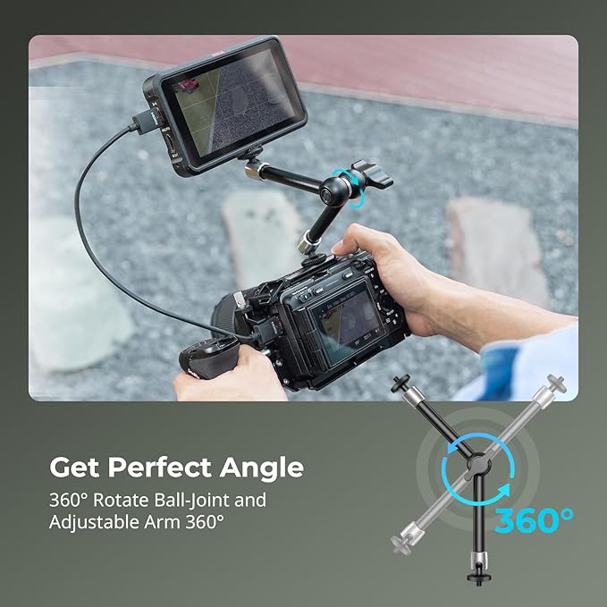 SmallRig 9.8-inch Magic Arm 2-Pack, Adjustable Articulating Friction Arm Mount with 1/4"-20 Thread Screw, for Camera Monitor/LED Light Setup, 5317